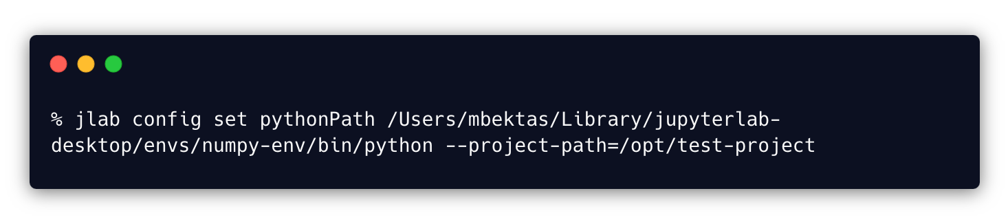 jlab config set command to set project Python path